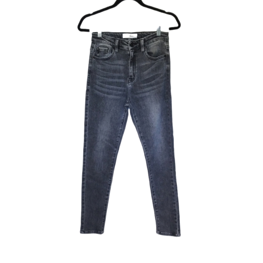 KanCan charcoal grey high rise skinny jeans with whiskering  7/27
